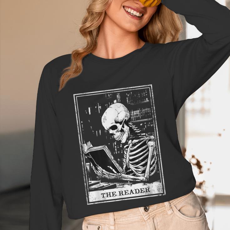 Tarot Card Shirt The Reader Tarot Skeleton Reading Book Unisex Long Sleeve T-Shirt Tarot Card Shirt The Reader Tarot Skeleton Reading Book Unisex Long Sleeve T-Shirt