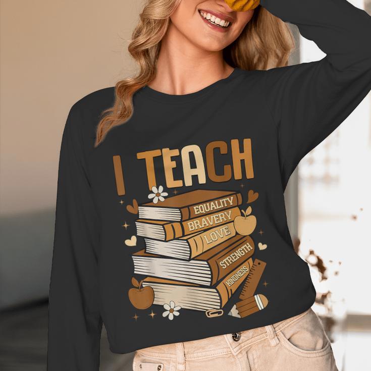 History Month I Teach Melanin Book Black Teacher Unisex Long Sleeve T-Shirt