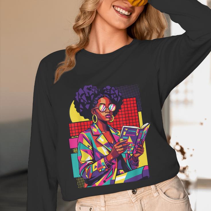 History Woman Reading Book Geometric Girl Educated Unisex Long Sleeve T-Shirt
