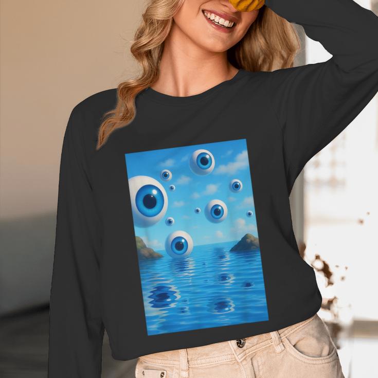 Trippy Weirdcore Frutiger Aero Surreal Eyeballs Y2K Unisex Long Sleeve T-Shirt
