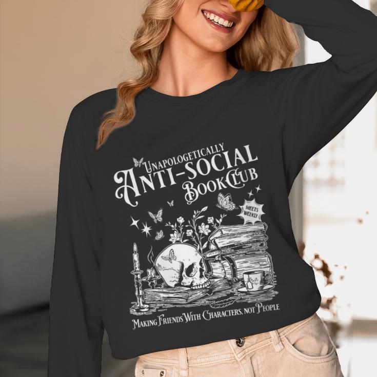 Unapologetically Antisocial Book Club Meets Weekly Retro Unisex Long Sleeve T-Shirt