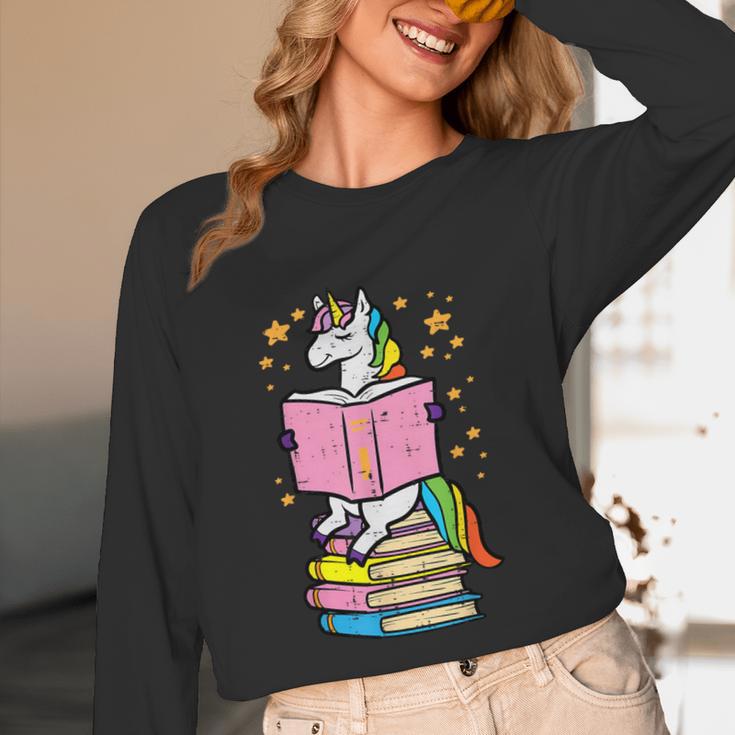 Unicorn Read Reading Book Librarian America Girls Women Unisex Long Sleeve T-Shirt Unicorn Read Reading Book Librarian America Girls Women Unisex Long Sleeve T-Shirt