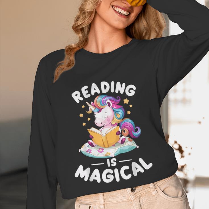 Unicorn Teacher Reading Is Magical Book Unisex Long Sleeve T-Shirt