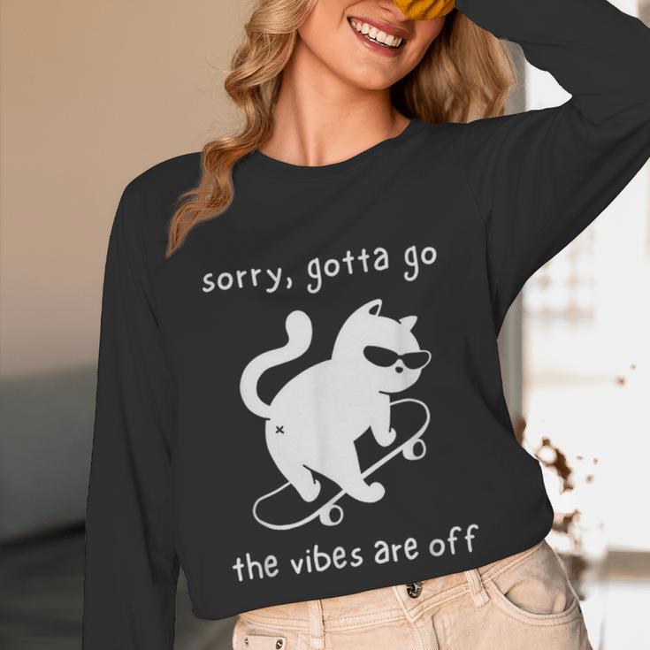 Vibes Are Off Cat Skateboard Introvert Sarcastic Humor Unisex Long Sleeve T-Shirt Vibes Are Off Cat Skateboard Introvert Sarcastic Humor Unisex Long Sleeve T-Shirt