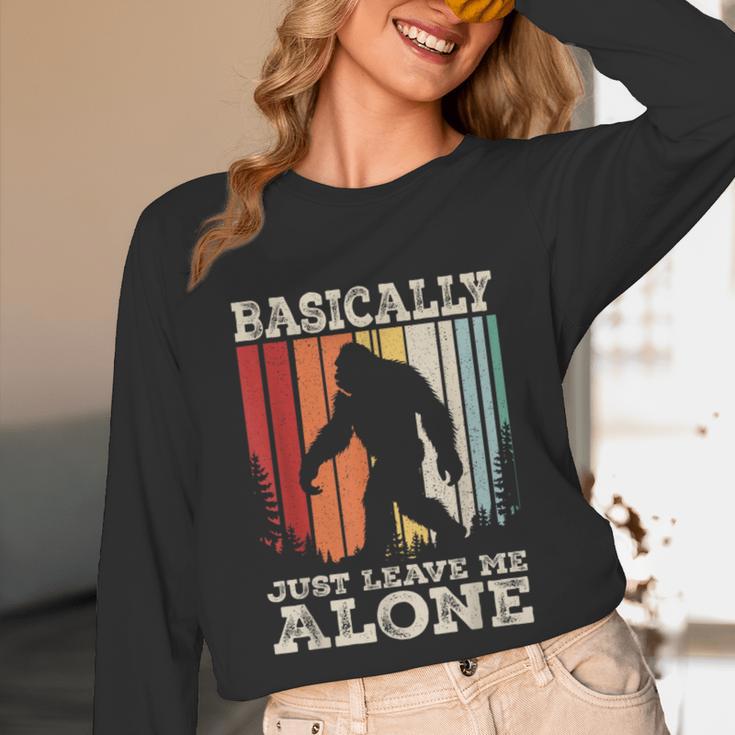 Vintage Basically Just Leave Me Alone Bigfoot Introverts Unisex Long Sleeve T-Shirt Vintage Basically Just Leave Me Alone Bigfoot Introverts Unisex Long Sleeve T-Shirt