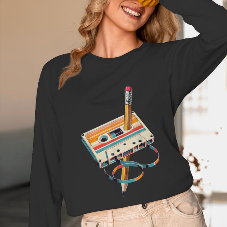 Vintage Cassette Tape And Pencil Nostalgia Party 70s 80s 90s Unisex Long Sleeve T-Shirt Vintage Cassette Tape And Pencil Nostalgia Party 70s 80s 90s Unisex Long Sleeve T-Shirt