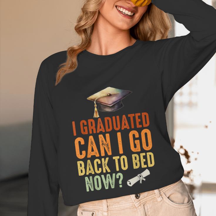 Vintage I Graduated Can I Go Back To Bed Now Graduation Unisex Long Sleeve T-Shirt