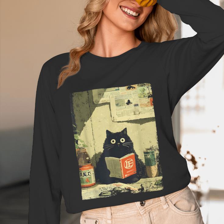 Vintage Japanese Cat Book Lovers Librarian Cat Dad Teacher Unisex Long Sleeve T-Shirt Vintage Japanese Cat Book Lovers Librarian Cat Dad Teacher Unisex Long Sleeve T-Shirt