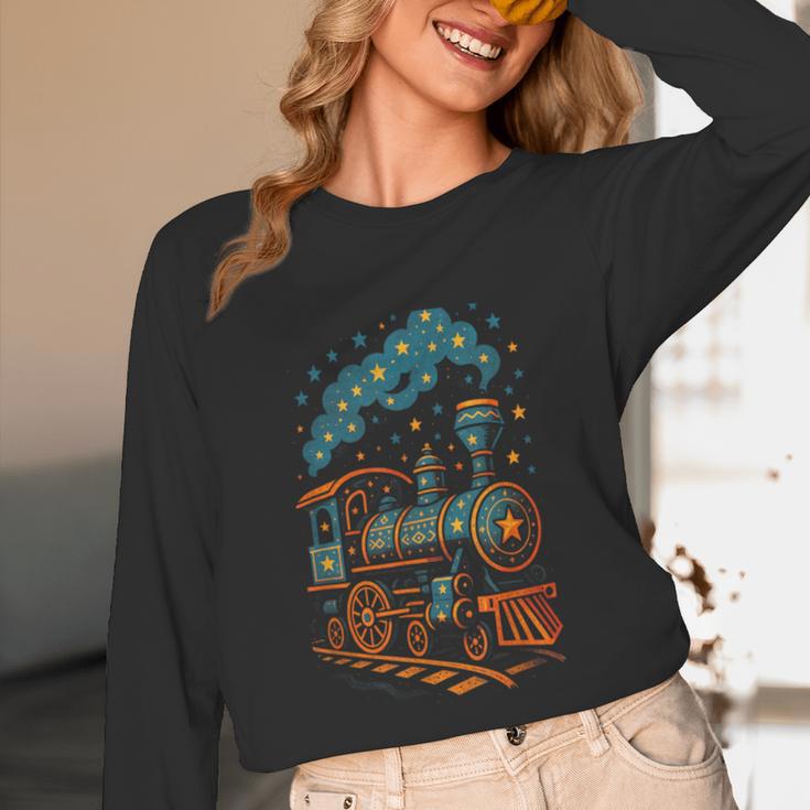 Vintage Locomotive Nostalgia Railroad Stars Unisex Long Sleeve T-Shirt Vintage Locomotive Nostalgia Railroad Stars Unisex Long Sleeve T-Shirt