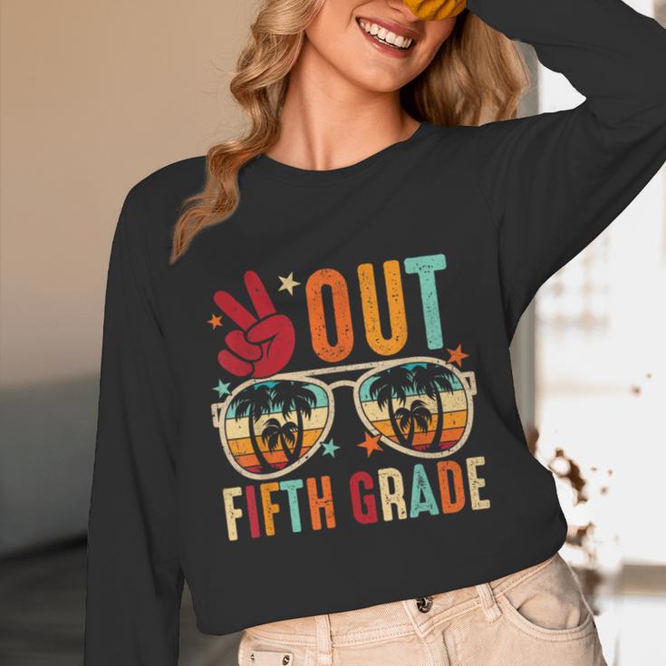 Vintage Peace Out 5th Grade Graduation Last Day Of School Unisex Long Sleeve T-Shirt
