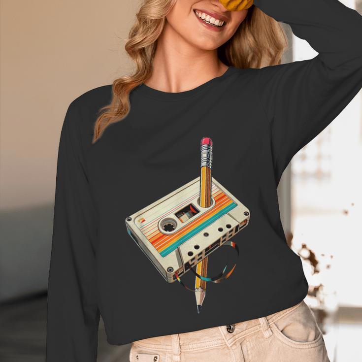 Vintage Pencil Rewind Cassette Tape Nostalgia Party 80s 90s Unisex Long Sleeve T-Shirt Vintage Pencil Rewind Cassette Tape Nostalgia Party 80s 90s Unisex Long Sleeve T-Shirt