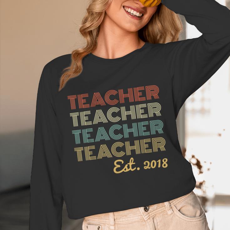 Vintage Teacher Established 2018 Graduation Men Unisex Long Sleeve T-Shirt