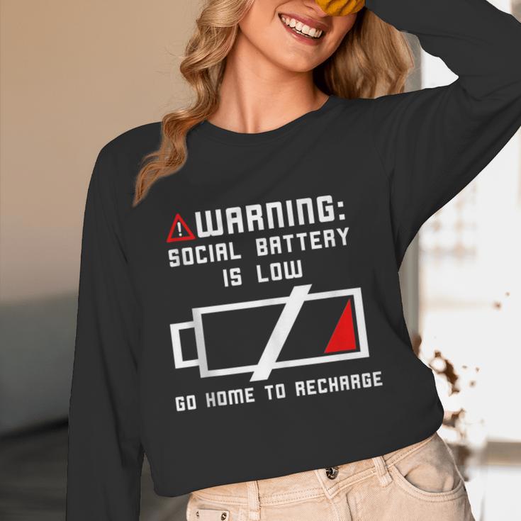Warning Social Battery Is Low Introvert Shirt Unisex Long Sleeve T-Shirt Warning Social Battery Is Low Introvert Shirt Unisex Long Sleeve T-Shirt