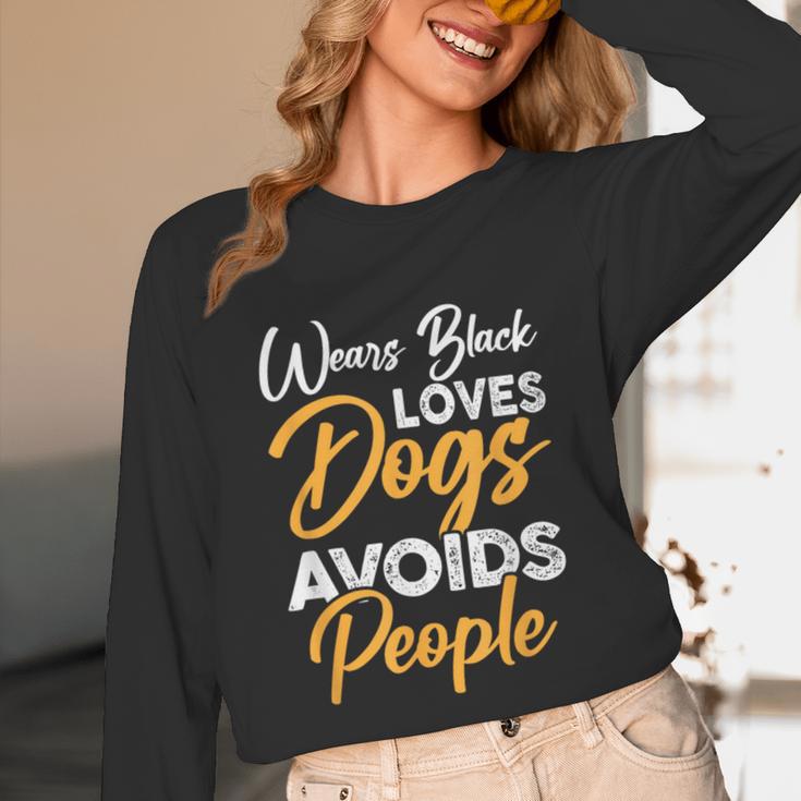 Wears Loves Dogs Avoids People I Introvert Unisex Long Sleeve T-Shirt Wears Loves Dogs Avoids People I Introvert Unisex Long Sleeve T-Shirt