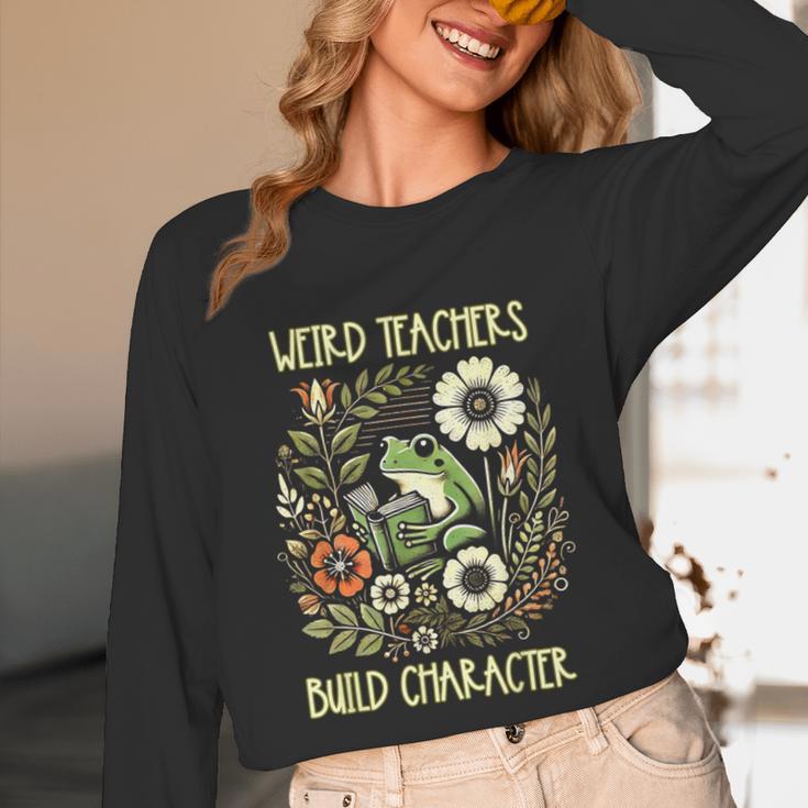 Weird Teachers Build Character Frog Reading Book Librarian Unisex Long Sleeve T-Shirt Weird Teachers Build Character Frog Reading Book Librarian Unisex Long Sleeve T-Shirt