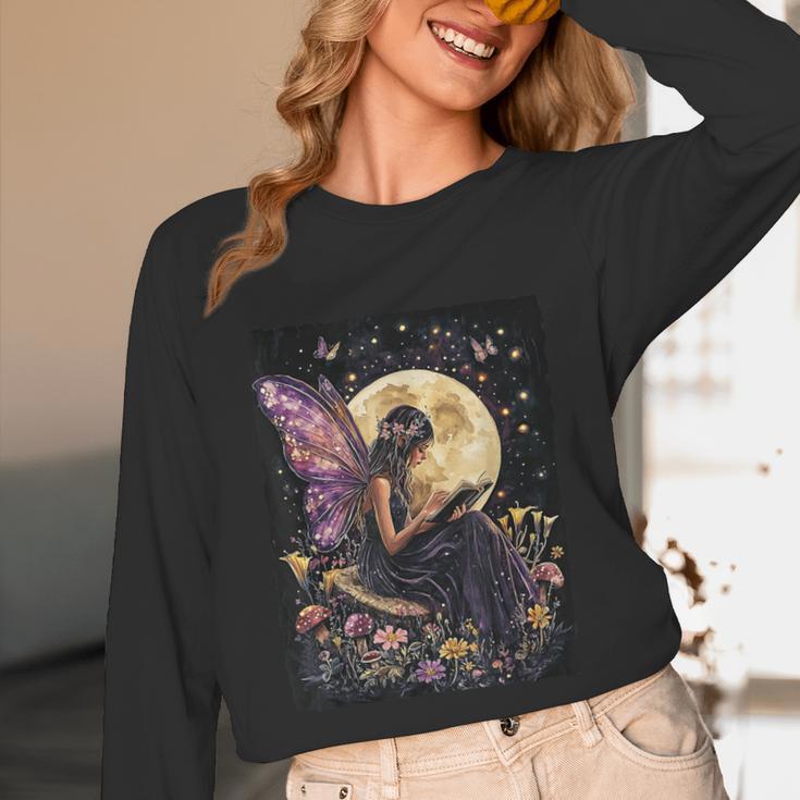 Whimsical Book Fairy Reading Bookish Fairycore Unisex Long Sleeve T-Shirt
