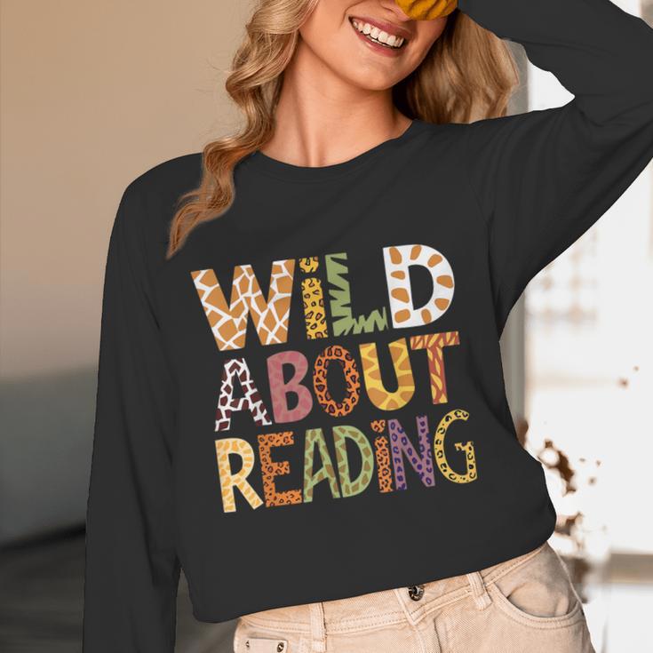 Wild About Reading Book Animal Children's Book Lover Teacher Unisex Long Sleeve T-Shirt Wild About Reading Book Animal Children's Book Lover Teacher Unisex Long Sleeve T-Shirt