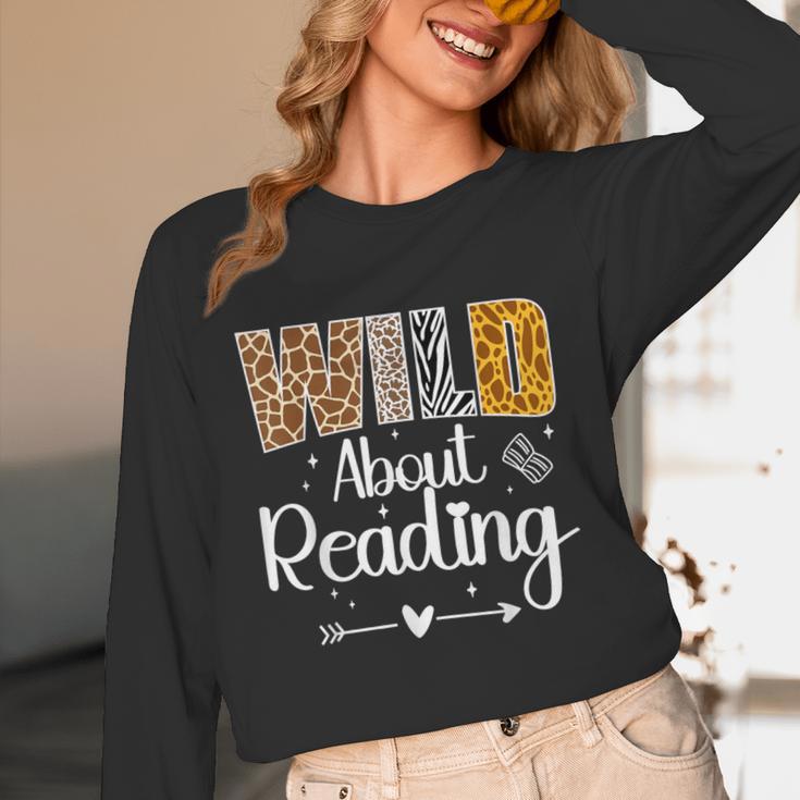 Wild About Reading Book Lover Bookworm Library Day Unisex Long Sleeve T-Shirt