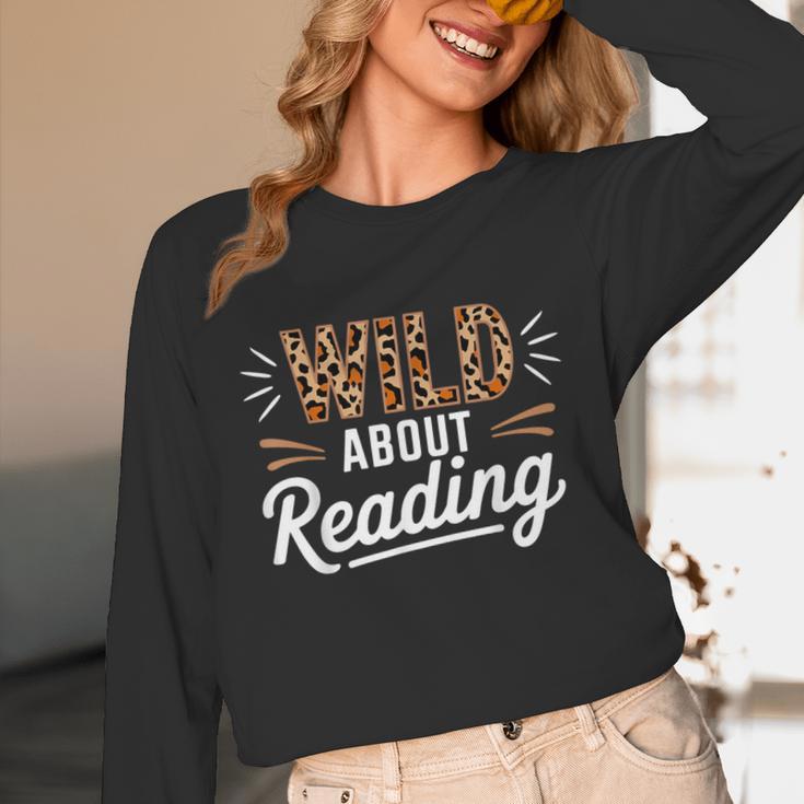 Wild About Reading Books Reader Lover Bookworm Leopard Print Unisex Long Sleeve T-Shirt
