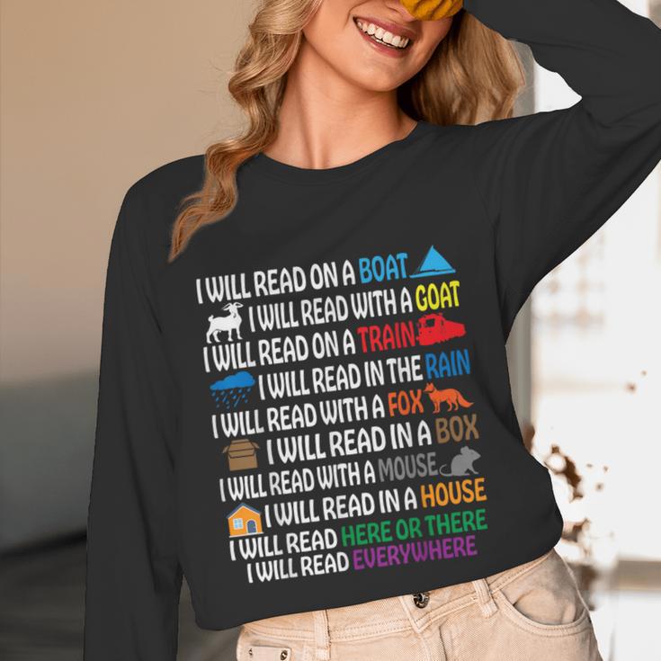 I Will Read Books On A Boat & Everywhere Reading Kids Book Unisex Long Sleeve T-Shirt