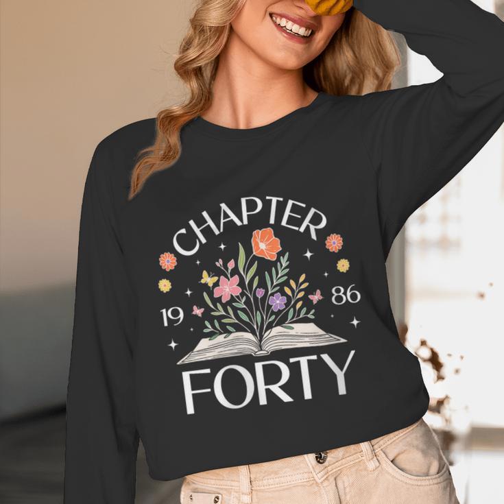 Women's 1986 Chapter Forty 40th Birthday Wildflower Book 40 Year Old Unisex Long Sleeve T-Shirt