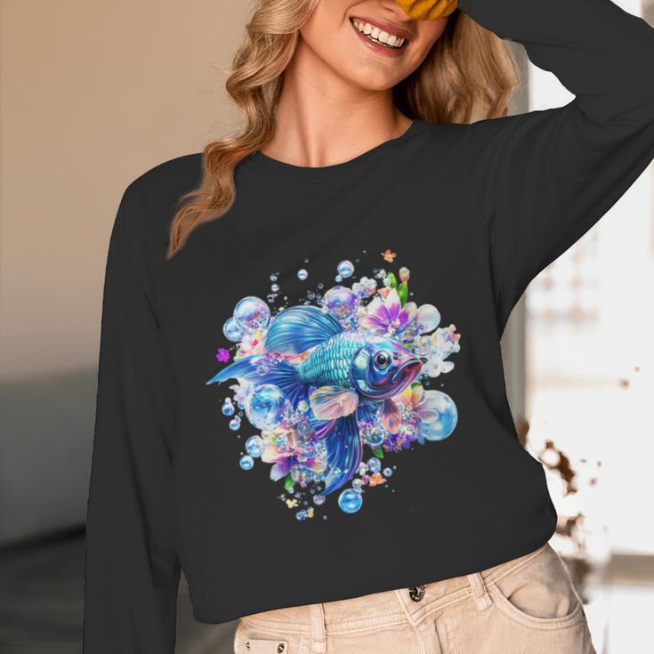Women's Frutiger Aero Y2K Fish Unisex Long Sleeve T-Shirt
