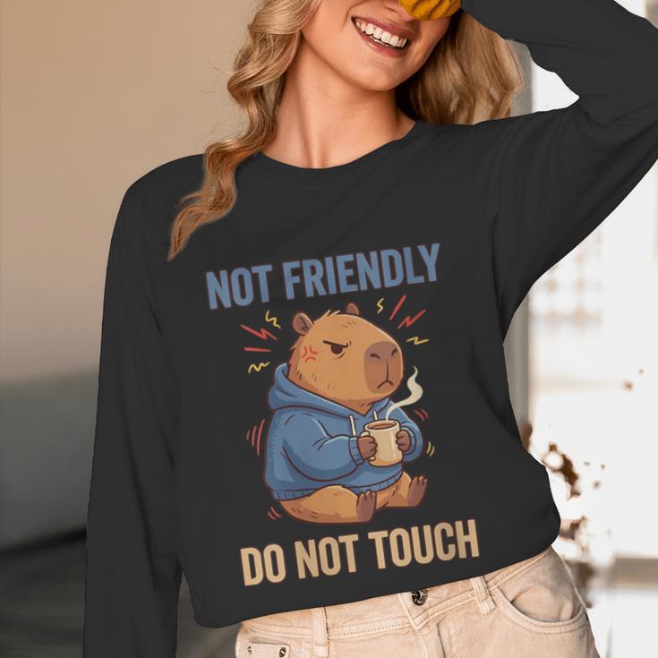 Women's Grouchy Capybara Not Friendly Do Not Touch Introvert Unisex Long Sleeve T-Shirt