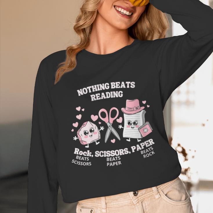 Women's Nothing Beats Reading Book Lover Statement Unisex Long Sleeve T-Shirt Women's Nothing Beats Reading Book Lover Statement Unisex Long Sleeve T-Shirt
