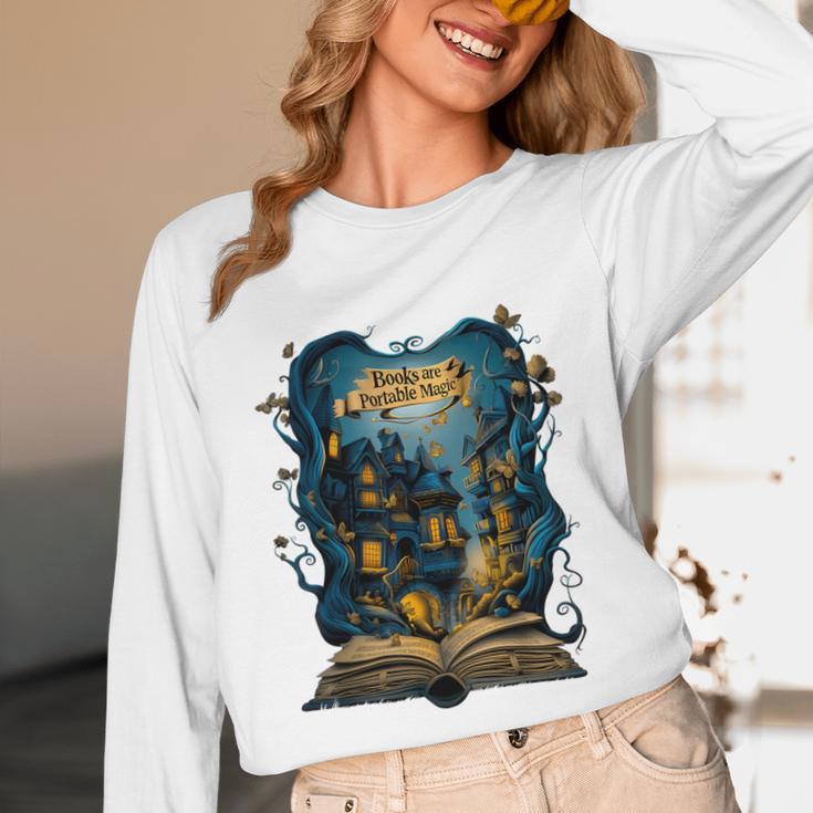 4 Books Are Portable Magic Bookish Reading Nerd Quote Unisex Long Sleeve T-Shirt