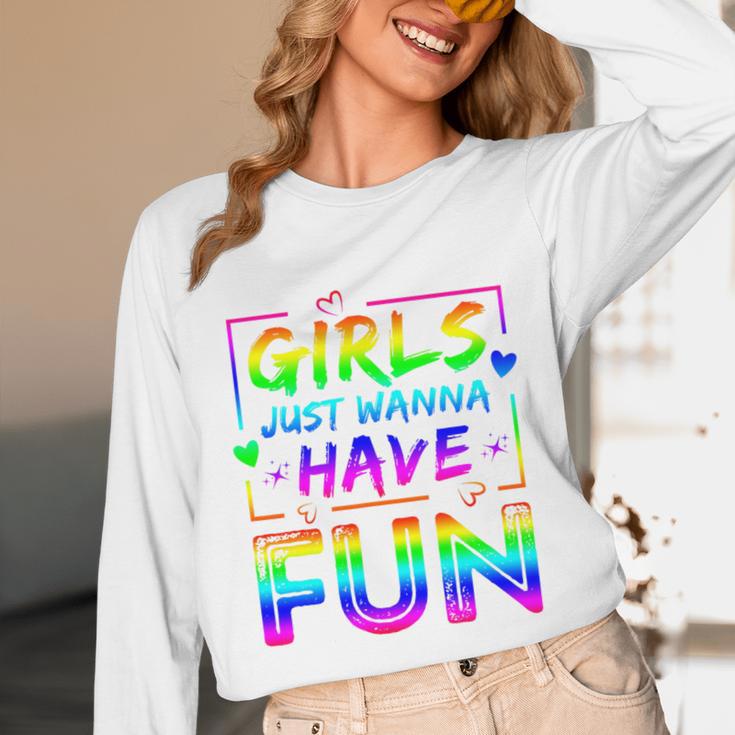 80's Girls Just Wanna Have Fun Nostalgia 1980s Style Premium Tri-Blend Unisex Long Sleeve T-Shirt