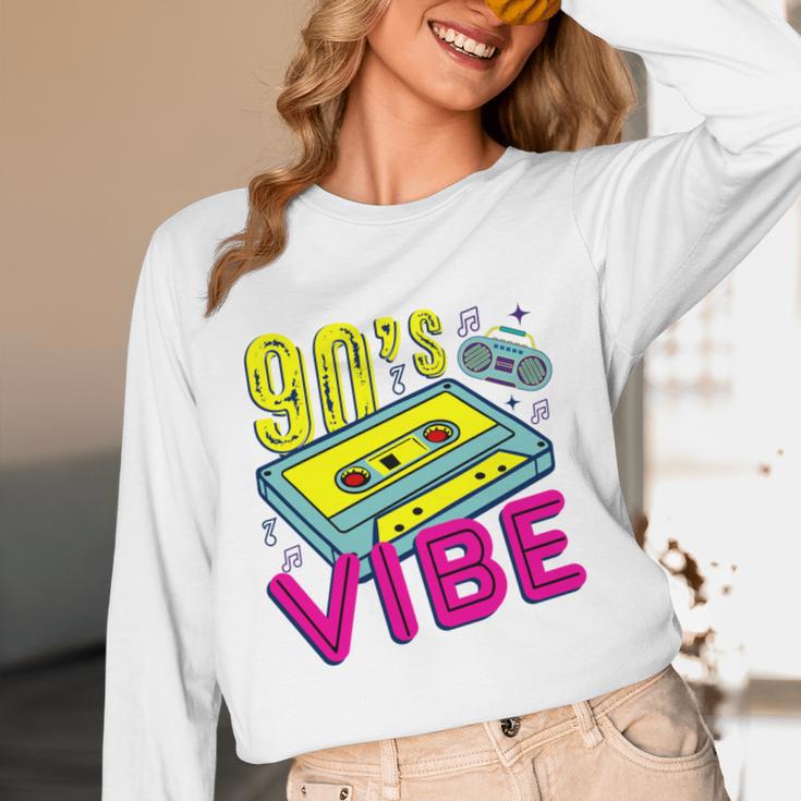 90's Vibe Retro Style Cassette Tape Nostalgia 1990s Party Unisex Long Sleeve T-Shirt
