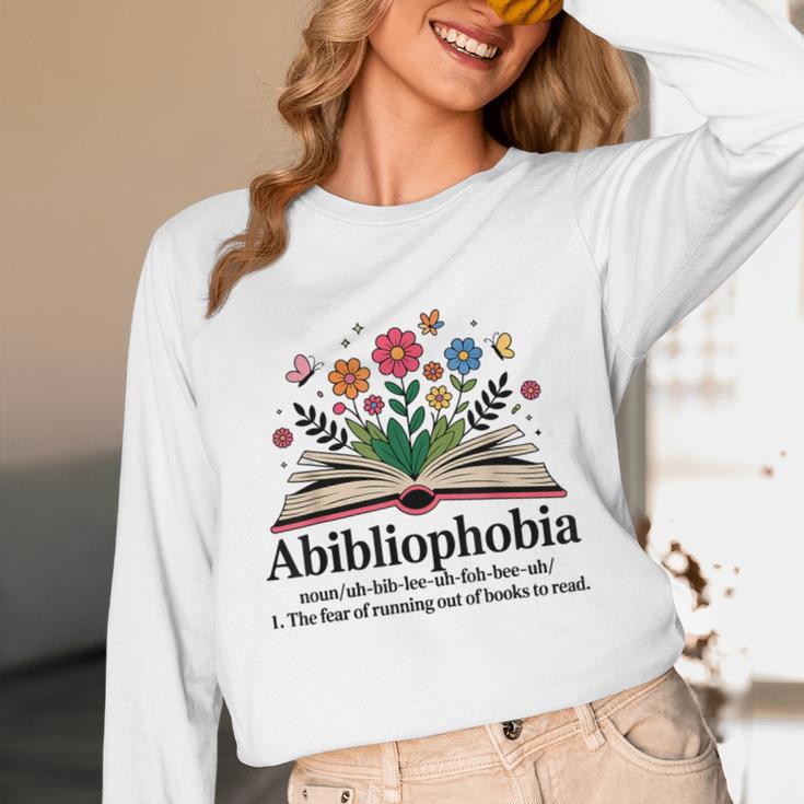 Abibliophobia Noun The Fear Of Running Out Of Books To Read Unisex Long Sleeve T-Shirt