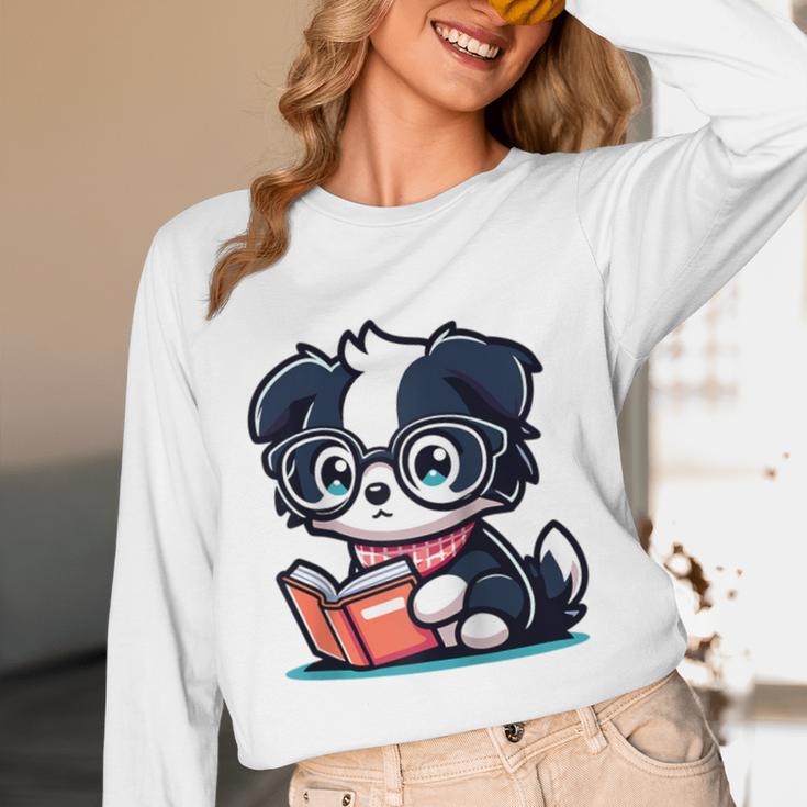 Adorable Book Lover Border Collie With Reading Glasses Cute Raglan Baseball Tee Unisex Long Sleeve T-Shirt Adorable Book Lover Border Collie With Reading Glasses Cute Raglan Baseball Tee Unisex Long Sleeve T-Shirt