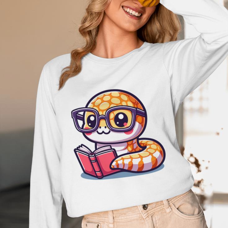 Adorable Book Lover Rattlesnake With Reading Glasses Cute Unisex Long Sleeve T-Shirt