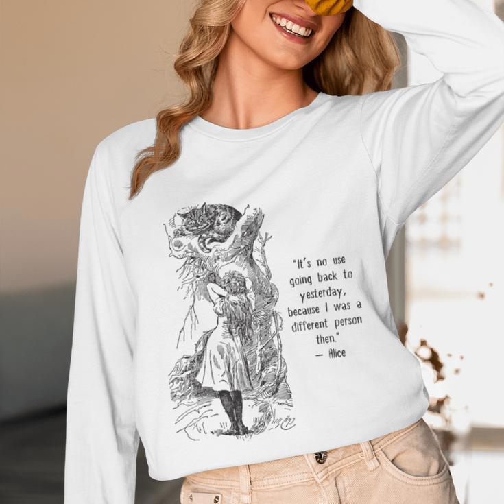 Alice Adventures Wonderland Vintage Book Quote Lewis Carrol Unisex Long Sleeve T-Shirt