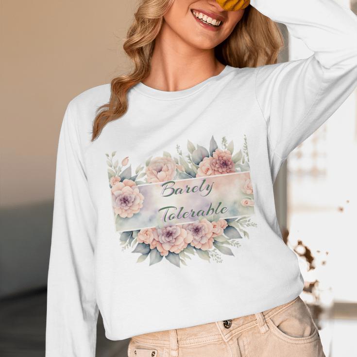 Barely Tolerable Book Floral Bookworm Lover Bookish Premium Unisex Long Sleeve T-Shirt