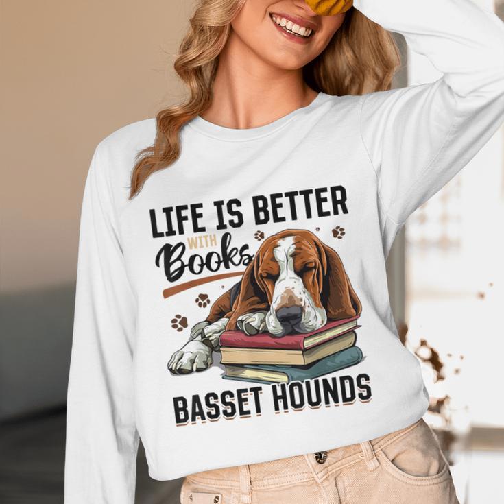 Basset Hound Dog Breed Life Is Better With Books And a For Men Women Girls Kids Unisex Long Sleeve T-Shirt Basset Hound Dog Breed Life Is Better With Books And a For Men Women Girls Kids Unisex Long Sleeve T-Shirt