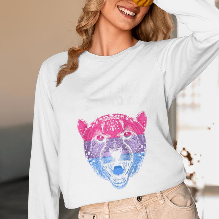 Bi Shy And Ready To Cry Bisexual Introvert Bi Pride Raglan Baseball Tee Unisex Long Sleeve T-Shirt