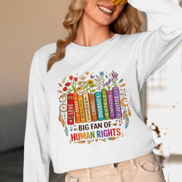 Boho Floral Book Big Fan Of Human Rights Liberal Protest Unisex Long Sleeve T-Shirt Boho Floral Book Big Fan Of Human Rights Liberal Protest Unisex Long Sleeve T-Shirt