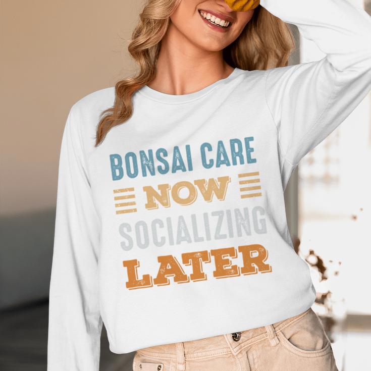 Bonsai Care Now Minimal Socializing Introvert Vintage Unisex Long Sleeve T-Shirt