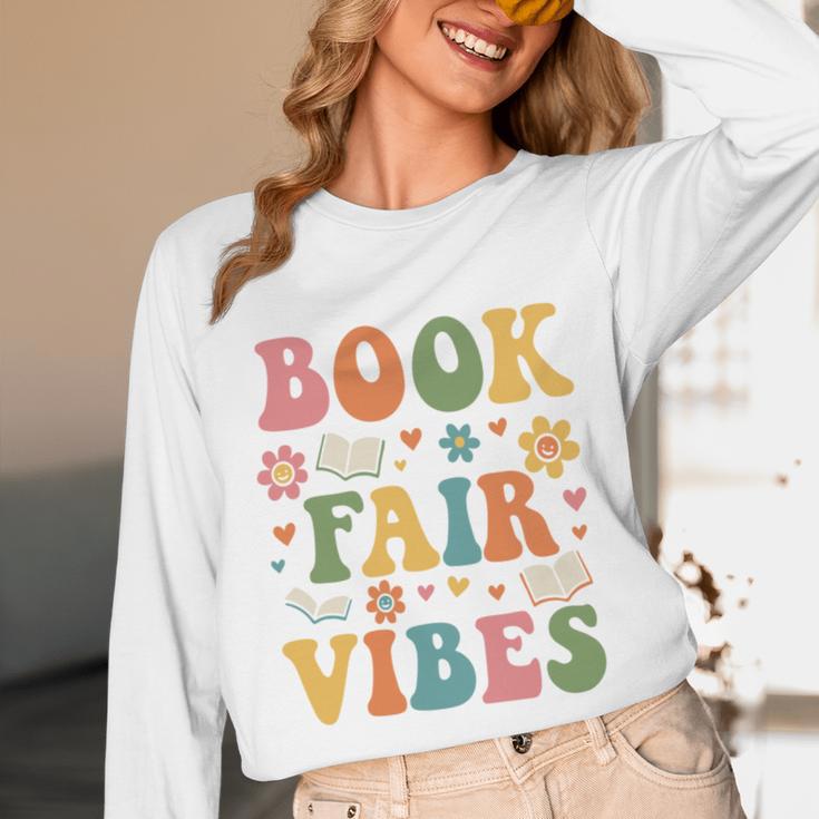 Book Fair Vibes Groovy Retro School Reading Nostalgic Unisex Long Sleeve T-Shirt