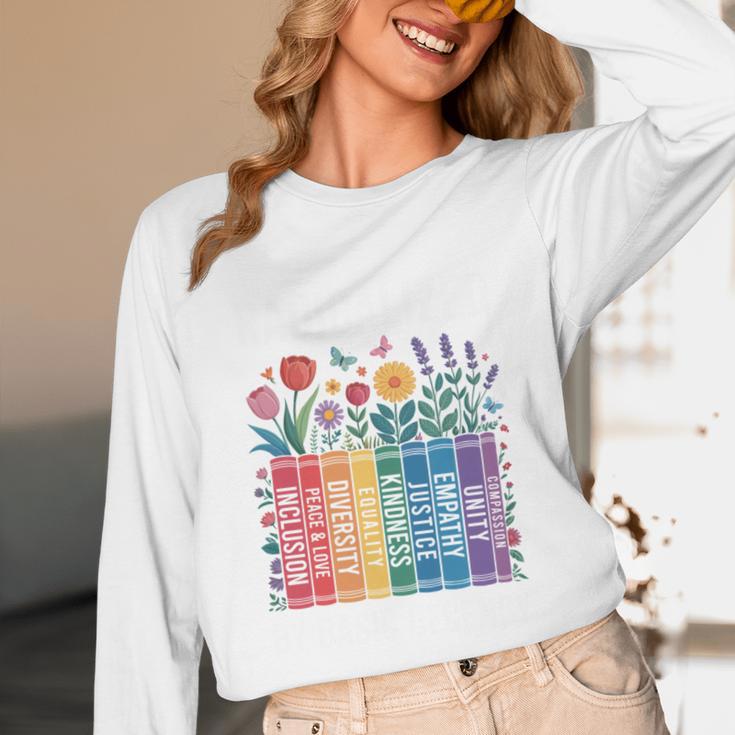 Book Flower Radicalized By Basic Decency Feminist Leftist Unisex Long Sleeve T-Shirt