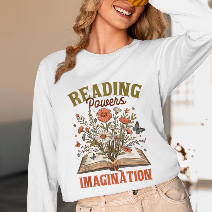 Book Lover Reading Bookish Floral Reading Powers Imagination Unisex Long Sleeve T-Shirt