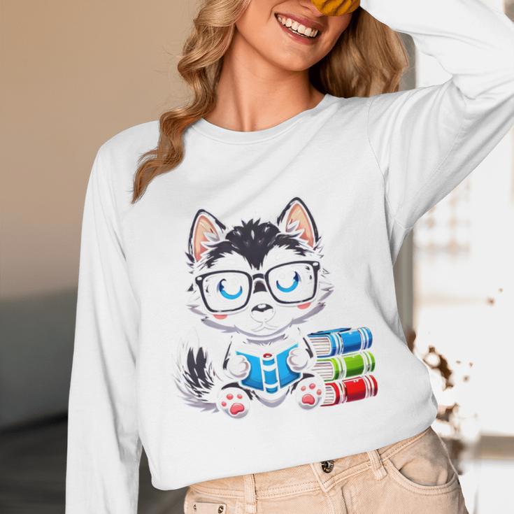 Book Lover Reading Husky Dog Unisex Long Sleeve T-Shirt Book Lover Reading Husky Dog Unisex Long Sleeve T-Shirt
