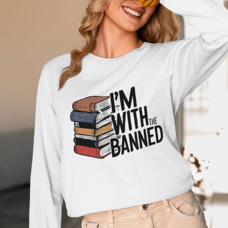 Book Lovers Im With The Banned Books For Reading Librarian Unisex Long Sleeve T-Shirt Book Lovers Im With The Banned Books For Reading Librarian Unisex Long Sleeve T-Shirt