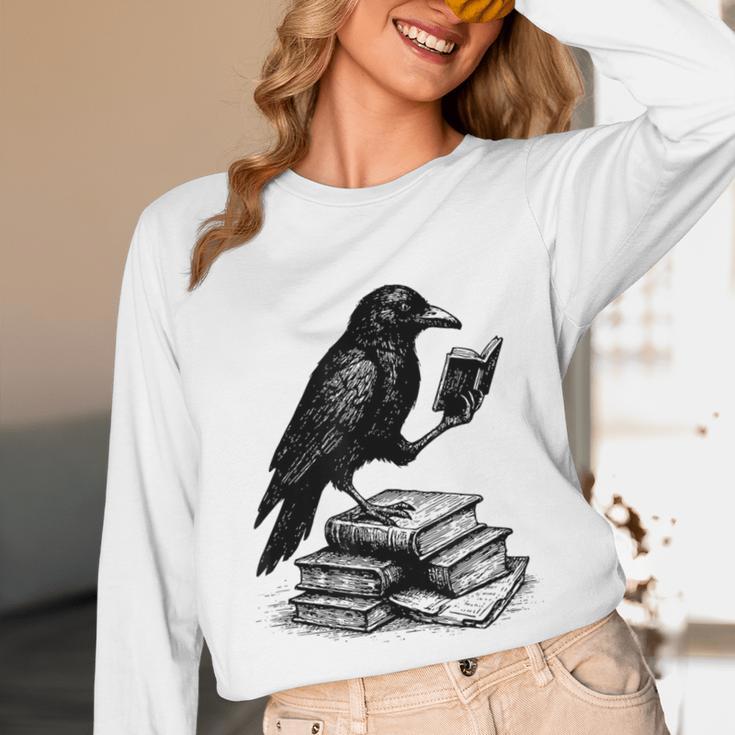 Book Raven Vintage Dark Academia Literature Reading Unisex Long Sleeve T-Shirt Book Raven Vintage Dark Academia Literature Reading Unisex Long Sleeve T-Shirt