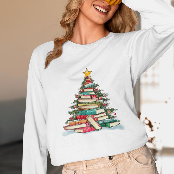 All Booked For Christmas Book Christmas Tree Lights Xmas Unisex Long Sleeve T-Shirt