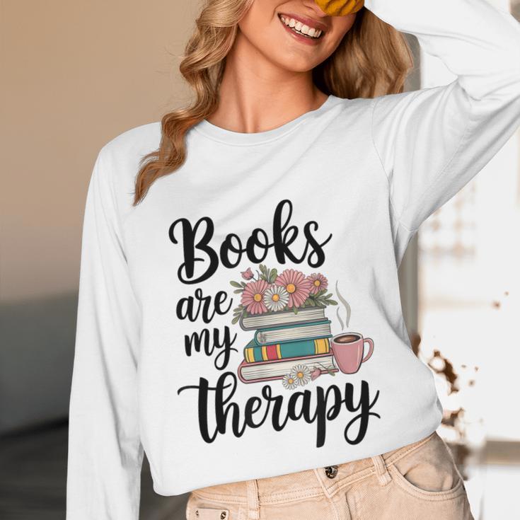 Books Are My Therapy Coffee Books Flowers Bookish Book Lover Unisex Long Sleeve T-Shirt Books Are My Therapy Coffee Books Flowers Bookish Book Lover Unisex Long Sleeve T-Shirt
