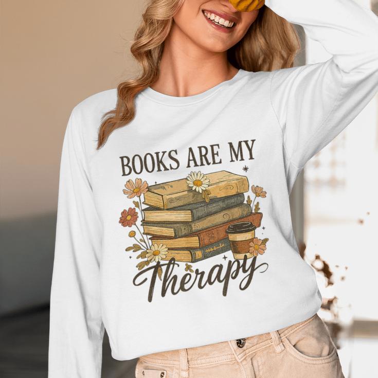 Books Are My Therapy Vintage Book Lover Daisy Art Unisex Long Sleeve T-Shirt Books Are My Therapy Vintage Book Lover Daisy Art Unisex Long Sleeve T-Shirt