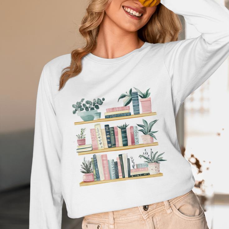Bookshelves With Books & Plants Premium Unisex Long Sleeve T-Shirt